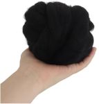 the Woolmo Natural Wool Roving Work Well for Wet Felting and Needle Felting Project， Wool Felt DIY Craft Materials,100g，（Total Black）