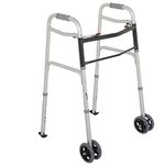 Simon's heavy-duty dual front wheel lightweight foldable walker for assited walking of elderly