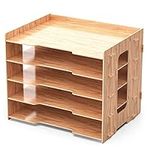 Lesfit Wooden Desk Organiser Tray, Office Tidy Storage, 5 Tiers