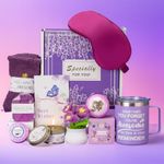 Thinking of You Gifts for Women,Birthday Gifts for Mom,Feel Better & Get Well Soon Basket Self Spa Care Package Set Purple Gift Basket for Mom Friendship Sister Best Friend Mothers Day Gifts Box