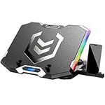 ICE COOREL RGB Laptop Cooling Pad 15.6-17.3 Inch, Gaming Laptop Cooler Stand with 6 Quiet Cooling Fans and 6 Height Adjustable, LCD Screen and RGB Lights, Two USB Ports, One Phone Stand