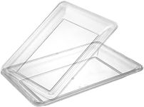 Plasticpro Plastic Serving Trays - 10 x 14 Serving Platters Rectangle Disposable Party Dish (12, Clear)