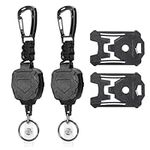 2 Pcs Heavy Duty Retractable Keychain, Retractable Lanyard with 31.5” Thick Steel Cord(Holds 8 Oz) and 2 Pcs Id Badge Holder Lanyard Retractable Keyring