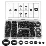 300 Pcs Rubber Grommets Assortment Kit, Electrical Conductor Wiring Blanking Gasket Ring Grommets, Black Electrical Cable Holes Grommets, for Protecting Wires, Plugs, Cables Holes, 8 Sizes