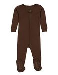 Leveret Solid Kids Pajamas Baby Sleepsuits Boys & Girls Footed Pajamas 100% Cotton (Size 3 Months-5 Years) - Brown - 12-18 Months