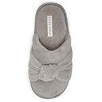 Laura Ashley Soft Terry Knot Scuff Slippers for Women - Comfy Non Slip Closed Toe Bedroom Slipper - Cozy Slide On Womens House Slippers, Cloud Grey, Large