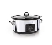 Crock-Pot 7 Quart Programmable Slow Cooker with Digital Timer, Food Warmer, Polished Platinum, Perfect for Everyday Meals and Entertaining