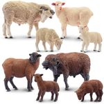 Toymany 8PCS Merino Sheep Figurines Realistic Farm Animal Sheep Toys- Plastic Sheep Figures Birthday Christmas Toy Gift for Kids Toddlers