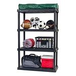 IRIS USA 4-Tier Shelving Unit, 83.8cm Fixed Height, Medium Storage Organizer for Home, Garage, Basement, Shed and Laundry Room, 61cm W x 30.5cm D x 83.8cm H, Made with Recycled Materials, Black