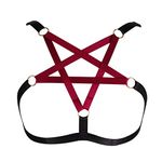 Body Harness Bra cage Pentagram Woman's Punk Goth Lingerie Adjustable Plus Size Festival Rave Photography Dance Accessories (Black+Wine red)