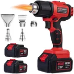 Heat Gun with Two 2.0 Ah Battery, 21V Cordless Heat Gun with 5 Nozzle,Max 1022℉ Hot Air Gun Kit for Shrink Tubing, PVC Wrap, Grafts