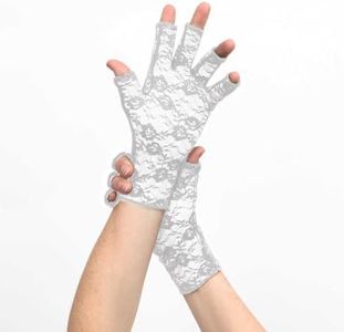 Classy Pal Compression Gloves for Arthritis for Women & Men, Typing Gloves for Neuropathy Hand Pain Relief from Rheumatoid, Raynauds, Carpal Tunnel & Lymphedema, Fingerless, Comfy, Cotton (White, L)