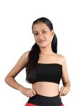 DChica Slip-on Strapless Bra for Teenagers- Girl's Beginners Sports Wear Cotton Non-Wired Non-Padded Crop Top Full Coverage Seamless Gym Stylish Workout Training Sportwear for Kids (Pack of 1)