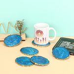 DULI Set of 6 Premium Resin Coasters Tea,Coffee Coasters (10 * 8 cm) (Oceanblue)