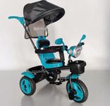 kidsROAR Stroller Tricycle for Kids for 1 Year+ | 2 Year+ Baby Cycle with Leather Seat | Light Music | Removable Canopy | Push Handle | 4 in 1 Baby Cycle for 1 Year Kids (5004 Blue)