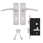 Godrej Mortise Door Lock Handle Set | 175mm ELC 01 | 6-Lever Locking Mechanism | Suitable for Left & Right Handed Doors (Satin Steel Finish)