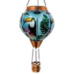 Hot Air Balloon Solar Lantern with Flickering Flame Waterproof Outdoor Hanging Light for Garden Patio Yard and Party Decorations