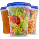 Plastic Food Deli Containers with Twist Top Lids - (32 Oz) - [3 Pack] - Soup & Food Storage Containers Takeout To Go - Airtight Plastic Containers