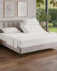 Flex Top Split Head King 4 Piece Sheet Set - Ultra-Soft, Breathable & Cooling Bed Sheets Set - Hotel Luxury Bedding for Women & Men with Deep Pockets - Wrinkle & Fade Free - Oeko-Tex - Antique White
