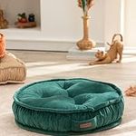 English Home Large Floor Cushion Round Floor Pillow Thick Floor Seating Comfortable Supportive Quilted Soft Booster Seat Pad for Yoga Meditation Living Room Balcony, Dog and Cat bed, Green, 22" 5" Inc