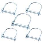CEEYSEE 5Pcs Shaft Locking Pin 8mm Trailers Lock Hitch Lock Pin Zinc Plated Carbon Steel Round Loop Safety Wire Lock Pin Length 50mm for Farm Trailers Trolley Wagons Lawn Garden Towing (D.M8 X 50mm)