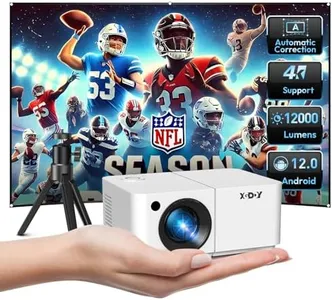 Mini Smart Projector, XGODY X2 Android 12 Portable HD Projector 12000L 1080P Support with WiFi and Bluetooth, Electric Focus/Keystone, Built-in Netflix, YouTube 8000+ APP, Tripod Included(Pearl White)