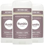 HUMBLE BRANDS Original Formula Aluminum-free Deodorant. Long Lasting Odor Control with Baking Soda and Essential Oils, Patchouli and Copal, Pack of 3