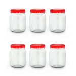 AFSUK Plastic Storage Jar 500ml With Screw Top Lids Airtight Food Storage Containers BPA Free For Kitchen, Herb, Spices, Sweets Clear Canister pots (Pack of 6)