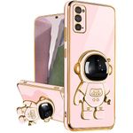 AWZHYDT Galaxy Note 20 Case for Astronaut Stand, Designed for 6D Electroplated Galaxy Note 20 4G/5G Phone Case,Soft TPU Protective Shockproof Flexible Samsung Galaxy Note 20 Case 6.7 inch,Pink