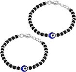 KUKSHYA JEWELLERS Exclusive 925 Evil Eye Nazariya Bracelet with Black & Silver Beads (Crystal) for Baby Boys & Girls 5 Inch + Adjust (KIDS EVIL EYE)