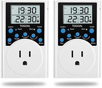 Digital Infinite Repeat Cycle Timer Plug with Countdown and 24 Hour Daily on-Off Programs for Electrical Outlets, Lights, Hydroponic Pumps (120V, 15A) [2 Pack]