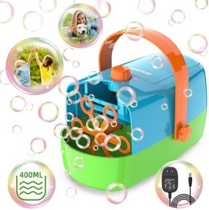 Bubble Machine, Automatic Bubble Blower, 8000+ Big Bubbles Per Minute, Bubble Maker for Kids Toddlers, Operated by Plug-in or Batteries, Bubble Toys for Indoor Outdoor Birthday Party