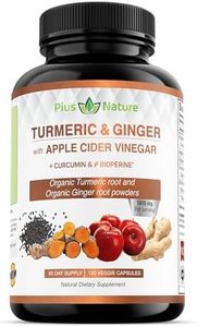 120 Capsules of USDA Organic Turmeric Root Powder, USDA Organic Ginger Powder and Apple Cider Vinegar Powder with Curcumin (95% Curcuminoids) and Bioperine, 1410 mg per Serving in Veggie Capsules