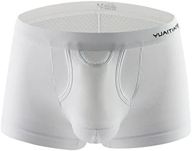 Générique sous-vêtements Respirants de Couleur Unie pour Hommes Boxer Sexy Doux et Extensible décontracté Taille Moyenne sous-vêtements (Blanc,S)