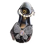 Harpily Girls Mary Jane Ballet Flats Bowknot Sparkle Glitter Silver Shoes Soft Sole Walking Shoes Moccasins Crib Shoes Party Wedding Dress Princess Shoes Girls Dress Up for Kids