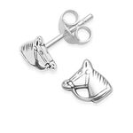 Children's Sterling Silver Horse Head Earrings - SIZE: 7mm (1/4 Inch). Gift Boxed horse earrings. Horse head stud earrings. MUCH SMALLER THAN SHOWN.5002