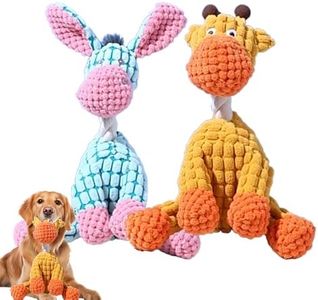 2025 New Dog Toys, Indestructible Plush Dog Toy for Aggressive Chewers, Interactive Squeaky Soft Puppy Chew Toy, Durable Teething Toys for Small Medium Large Dogs (Orange+Blue)