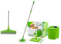 Scotch-Brite Jumper Spin Mop Compact One Bucket Mop+Bathroom Squeegee Plastic Wiper with Telescopic Handle (30 Cm), Green