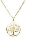 ANTOMUS® 18ct YELLOW GOLD VERMEIL SILVER TREE OF LIFE YGGDRASIL ADJUSTABLE NECKLACE Diamond Cut Curb 50(1.75mm Gauge) "THREE CHAINS IN ONE" 16"-18"-20"