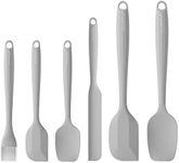 Permanent Warranty Silicone Spatula Set of 6 Seamless One-Piece Non Stick Heat Resistant up 600°F Kitchen Utensils Cooking Baking (Grey)