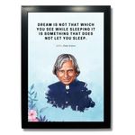 Kagaz Kala - Famous Personalities Digital Print with Motivation Quotes - Framed Quotes Poster - 13x10 Inches Synthetic (APJ Abdul Kalam - Dream is)