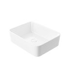 Eridanus Rectangular Countertop Bathroom Vessel Sink, Square Ceramic Vessel Sink, Vitreous China Cloakroom Basin Sink for Lavatory Cloakroom Vanity Unit, White Gloss - 480 x 370 x 135mm