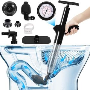 Air Toilet Plunger, Drain Clog Remover, High-Pressure Air Drain Blaster with Real-Time Barometer Powerful Drain Snake Sink Plunger Plumbing Tools, Plungers for Bathroom Sink Floor Kitchen Clogged