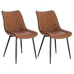 WOLTU Dining Chairs Set of 2 pcs Counter Kitchen Chairs Lounge Leisure Living Room Corner Chairs Light Brown Leatherette Reception Chairs with Backrest and Padded Seat