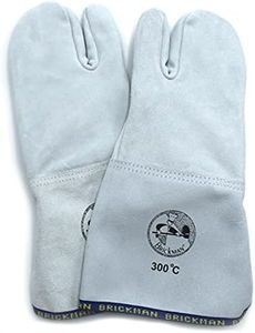 Erre4M Guanti da Forno 3 Dita Polso da 15 cm Professionali in Pelle da 300°C