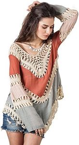 Vanbuy Womens V Neck T Shirts Blouses for Women Dressy Casual Going Out Tops Bikini Cover Up Tunic Top Boho Beach Cover Up Orange