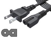 Pwr Long 6Ft 2 Prong Polarized-Power-Cord for Vizio-LED-TV Smart-HDTV D-E-M-Series Others 2 Slot Adapter-AC-Wall-Cable: IEC-60320 IEC320 C7 to NEMA 1-15P UL Listed Black