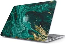 BURGA Hard Case Cover Compatible with MacBook Pro 16 Inch Case Model: A2485 M1 Pro/Max 2021 2022 with Touch ID Emerald Green Jade Stone High Fashion Luxury Gold Glitter Marble