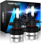 NIGHTEYE 2024 Newest H4/9003 LED Headlight Bulbs HB2 Halogen Replacement 200% Brighter 6500K White Canbus with Adjustable Chuck Fanless Long Lasting Fog Lights, Pack of 2