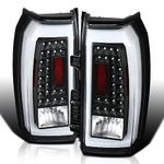 Black GMC Yukon XL LED Tail Lights Rear Brake Lamps w/ LED Running Tube Pair